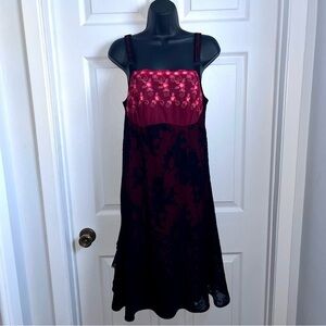 Kollontaï Dress floral lace mesh black red Women Large gothic sleeveless fairy